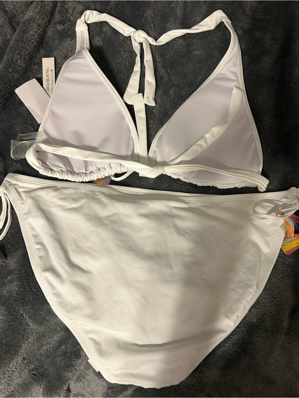Blue Rod Beattie White Embroidered Tassel Bikini Set - Picture 4 of 6